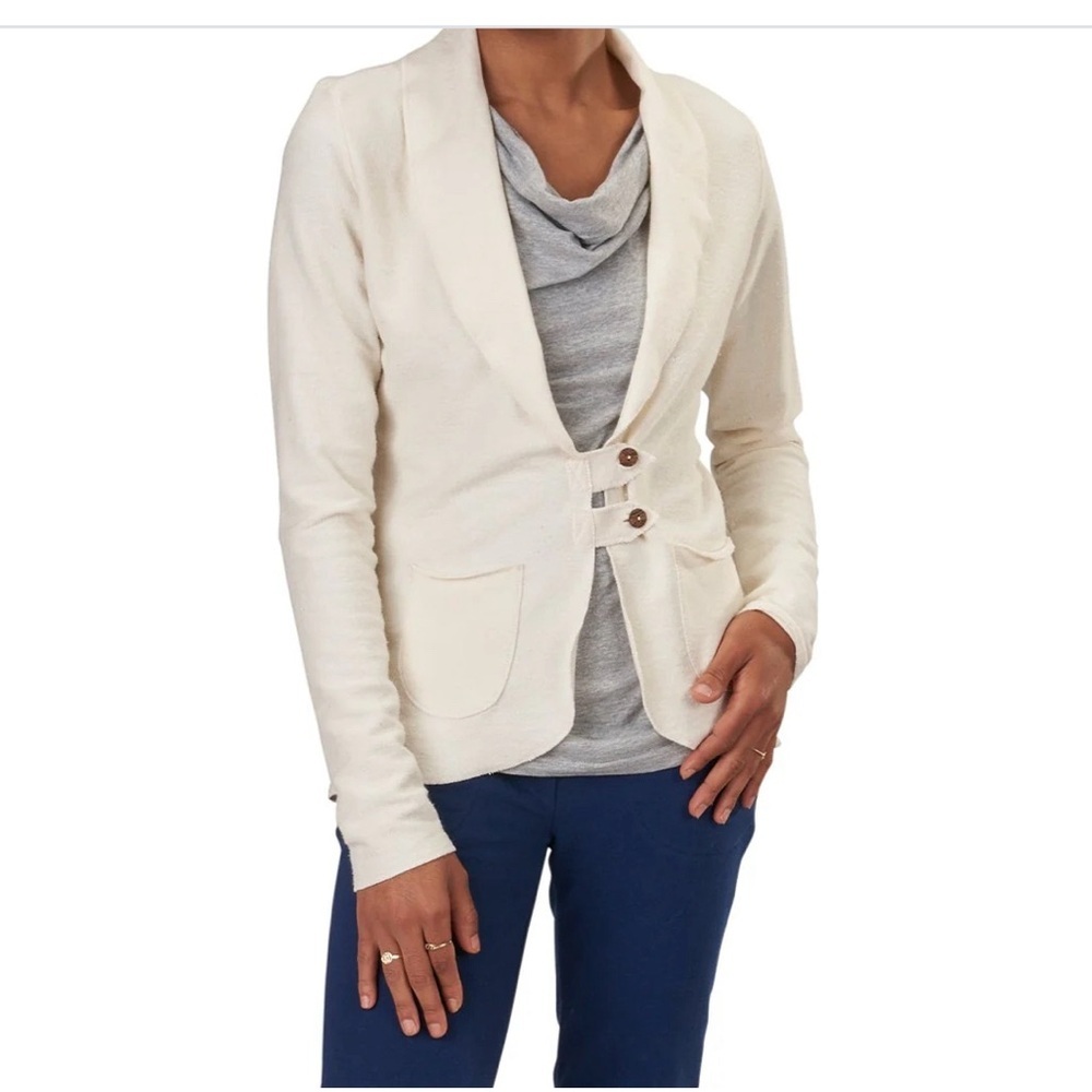 Spiritex Lightweight Terry Tab Jacket Natural Women Casual Size Medium
